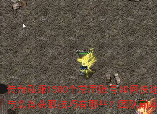 传奇私服1500个常用账号如何快速升级?技能搭配与装备获取技巧有哪些?团队副本攻略需要注意什么? 传奇私服1500个常用账号如何快速升级?技能搭配与装备获取技巧有哪些?团队副本攻略需要注意什么?