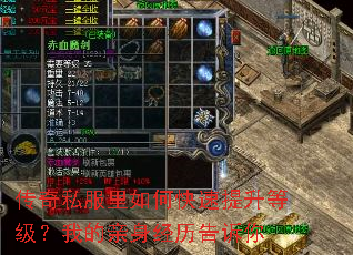 传奇私服里如何快速提升等级?我的亲身经历告诉你 传奇私服里如何快速提升等级?我的亲身经历告诉你